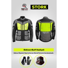 Revo Stork Neon Sarı 4 Mevsim Ce Korumalı Motosiklet Montu Rider Set – Eldiven & Buff Hediyeli