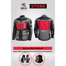Revo Stork Kırmızı 4 Mevsim Ce Korumalı Motosiklet Montu Rider Set – Eldiven & Buff Hediyeli