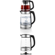Sinbo STM-5990 2’si 1 Arada Çay Makinesi ve Kettle 2.0 L + 1.2 L Cam Demlik
