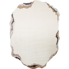 Akbel Halı Utopia UTP 10 Krem Gold Amorf Tasarımlı Modern Viskon Halı Oval Kesim Yıkanabilir Salon Halısı