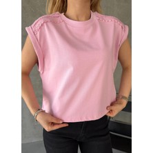 Noa Noa Kadın Omuz Dantel Detaylı Kısa Kollu T-Shirt