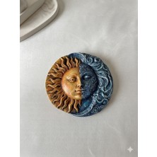 CEG Art Gallery Taş Boyama Seti - Güneş ve Ay Desenli Figür - 1 Adet Fırça + 3 Renk Boya + 1 Adet Mıknatıs