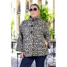 Kalın Düğme Detay Hakim Yaka Astarsız Büyük Beden Mevsimlik Peluş Ceket