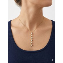 Stainless Steel 316L Çelik Altın Renk Kararmaz Taşlı Yıldız Kolye