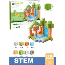 Oscar 108 Parça Manyetik Yapı Blokları - Mıknatıslı Minecraft Küp 3D Stem Eğitici Oyuncak Seti