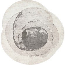 Akbel Halı Utopia Utp 02 Krem Gri Amorf Tasarımlı Modern Viskon Halı Asimetrik Kesim Yıkanabilir Salon Halısı