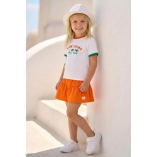 Queen Kids Kız Çocuk Fırfırlı Örme Şort Turuncu