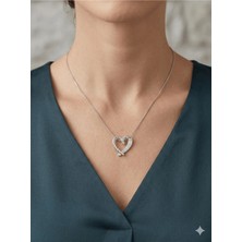 Stainless Steel 316L Gümüş Renk Çelik Taşlı Kalp Kolye Kararmaz
