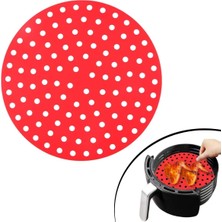 Zmc Bilişim® Renkli Isıya Dayanıklı Yıkanılabilir Silikon Fırın ve Airfryer Yuvarlak Pişirme Matı 23 cm