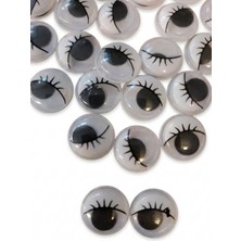 Gözeler 25 Adet - Kirpikli Oynar Göz- 1,5 cm - Amigurumi ve El Sanatları Için