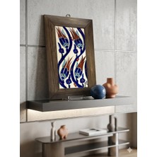 Anka Select Lale Desenli Iznik Çini Dekoratif Tablo Ahşap Çerçeveli Dekoratif Tablo 17X27