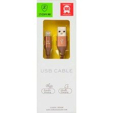 More TR Kahverengi Metal Uçlu Lightning USB Kablo