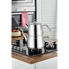 Cooker Lara Mega Boy Paslanmaz Çelik Çaydanlık Takımı 2,5 - 4,5 Litre CKR3927