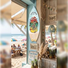 Decorita Sörf Tahtası Şekilli Modern Cam Tablo | Summer Forever | 33CM x 99,5cm
