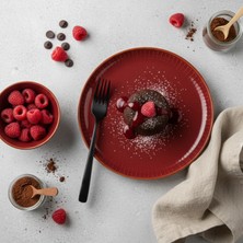 Jumbo Efes Kırmızı Pasta Tabağı 17 cm 6’lı & 12’li Set – Porselen Servis Tabağı, Tatlı Kahvaltılık Sunum Tabağı