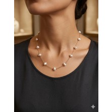 Stainless Steel 316L Altın Renk Kararmaz Çelik Incili Zincir Kolye