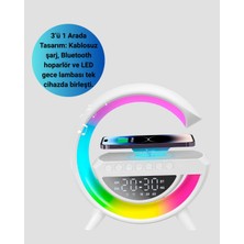 Asa Store Kablosuz Şarjlı LED Masa Lambası Çalar Saat ve Beyaz Gürültü Özellikli
