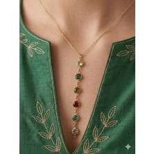 Stainless Steel 316L Altın Kaplama Renkli Taşlı Kararmaz Çelik Kolye