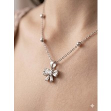 Stainless Steel 316L Çelik Gümüş Renk Taşlı Fiyonk Kolye