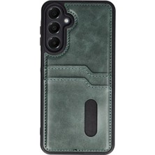 Pileli Store Pilelistore   Samsung Galaxy S24 Fe Kılıf Sara Kartvizitli Deri Kılıf - Koyu Yeşil