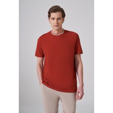 Morven  Erkek Kiremit Trend Düz Penye  Bisiklet Yaka T-Shirt