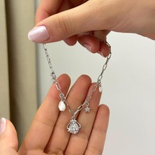 Ca Shopping Deniz Kabuğu Istiridye Inci Yıldız Figürlü Deniz Temalı Altın Kaplama Bileklik