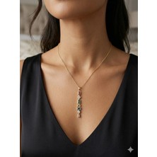 Stainless Steel 316L Çelik Kararmaz Renkli Taşlı Altın Kolye