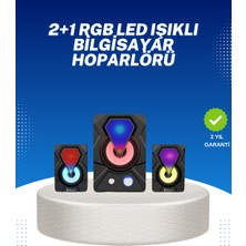 Rgb Işıklı USB Hoparlör Seti 9W Çıkış Gücü Derin Bas - Lisinya