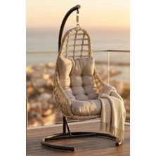Kalyon Home Split Tek Kişilik Bahçe Salıncağı Balkon Salıncağı Ayaklı Rattan Salıncak Balkon/teras Salıncağı, 120 kg