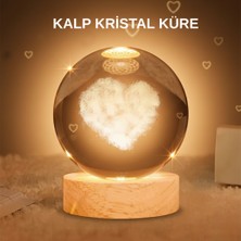 Kalpli Işıklı Cam Küre Ahşap Standlı Dekoratif Gece Lambası - Lisinya