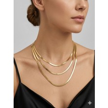 Stainless Steel 316L Altın Kaplama Çelik Üçlü Italyan Ezme Kolye