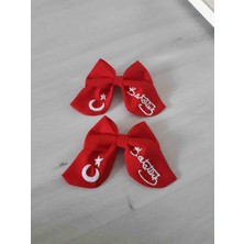 El Işlemesi Atatürk Imzalı Türk Bayraklı Kırmızı Fiyonk Toka