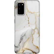 Karsu Design Samsung Galaxy S20 Plus Uyumlu Baskılı Şeffaf Telefon Kılıfı | Koleksiyon: Marble And Gold Luxury