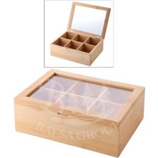 Balsa 6 Bölmeli Bambu Çay Kutusu 19X25X9 cm