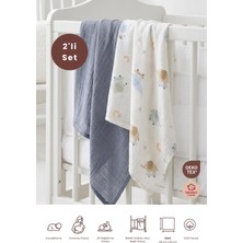 Bebekevi 2 Li Çok Amaçlı Müslin Tek Katlı Bebek Örtüsü %100 Pamuk Oeko-Tex Sertifikalı Bebek Battaniye