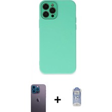 İlk El Grup Ieg™ iPhone 12 Pro Max Kılıf Çekirdek Modern Serisi - Siyah Joko Magic 5d Cam + Mavi Neon Fosforlu Kamera Lens