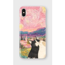 Karsu Design iPhone X/xs Uyumlu Baskılı Şeffaf Telefon Kılıfı | Koleksiyon: Minimal Cat Line Art