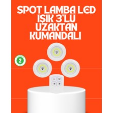 Kablosuz 3 Lü Spot LED Lamba Seti Uzaktan Kumandalı Enerji Tasarruflu Aydınlatma - Lisinya
