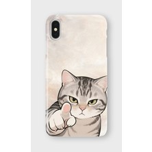 Karsu Design iPhone X/xs Uyumlu Baskılı Şeffaf Telefon Kılıfı | Koleksiyon: Minimal Cat Line Art