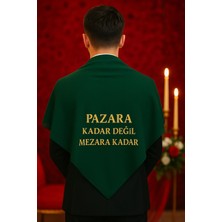Evsay Özel Yazılı Damat Kına Asker Şalı Omuz Örtüsü Nakış Işlemeli Özel 100*100 cm Sarı