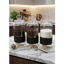 SEÇKİNEV 3'lü Blackjar Kavanoz Gold Metal Ayaklı 1130CC