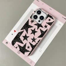 HONTINGA iPhone 15 Pro ile Uyumlu Kılıfı Deri Dokusu Anti Düşme Yumuşak Silikon Telefon Kılıfı Yıldız Desen K7-3088