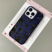 HONTINGA iPhone 15 Pro Max ile Uyumlu Kılıfı Deri Dokusu Anti Düşme Yumuşak Silikon Telefon Kılıfı Yıldız Desen K7-3088