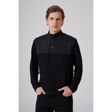Morven  Erkek Siyah Trend Dik Yaka Dinamik Fit Sweat-Shirt