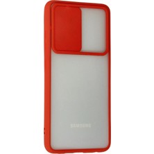 İlk El Grup Ieg™  Samsung Galaxy A52 Kılıf Palm Buzlu Kamera Sürgülü Silikon - Kırmızı