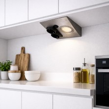 Sekatech Tezgah Altı Prizli LED Aydınlatma Armatürü 3000K Sıcak Işık Inox Metal Kasa 220V Anahtarlı Çift Prizli Kompakt Tasarım