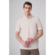 Morven  Erkek Bej Trend Örme Keten Dinamik Fit Polo Yaka T-Shirt