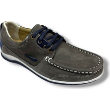 Master 1712-26 Hakiki Nubuk Deri Casual Erkek Ayakkabı Gri Lacivert