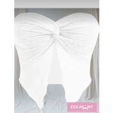 Kadın Desenli Tül Büstiyer - Straplez Düğümlü Asimetrik Crop Top