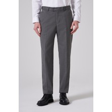 Morven  Erkek Gri Yünlü Düz Dynamic Fit Pantolon